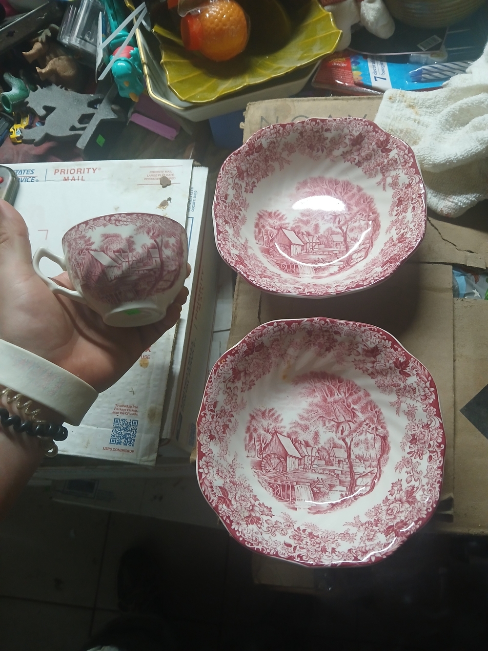 vintage Johnson Brothers Mill Stream Transferware Square Serving Bowl Set Of 3